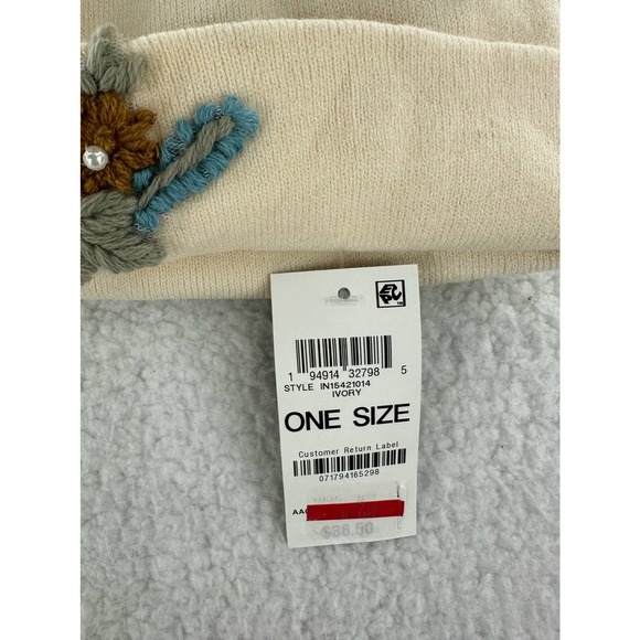 INC International Concepts, Floral Embroidered Beanie, Ivory - Picture 4 of 5